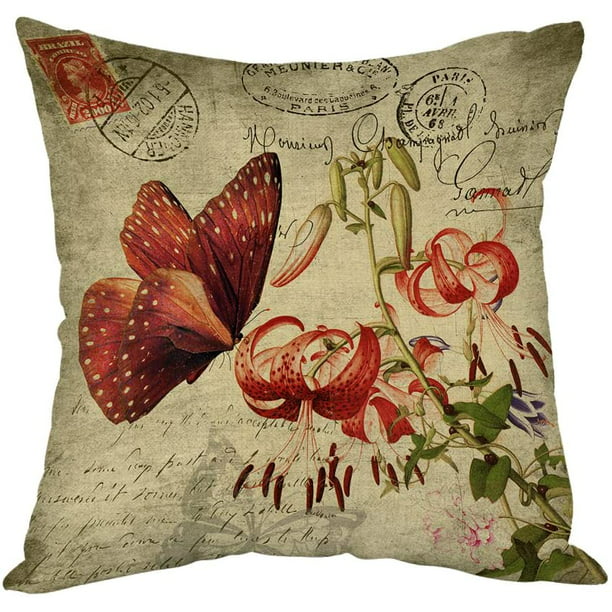 18x18" Flower Butterfly Cotton Linen Pillow Case Waist Cushion Cover Home Decor 